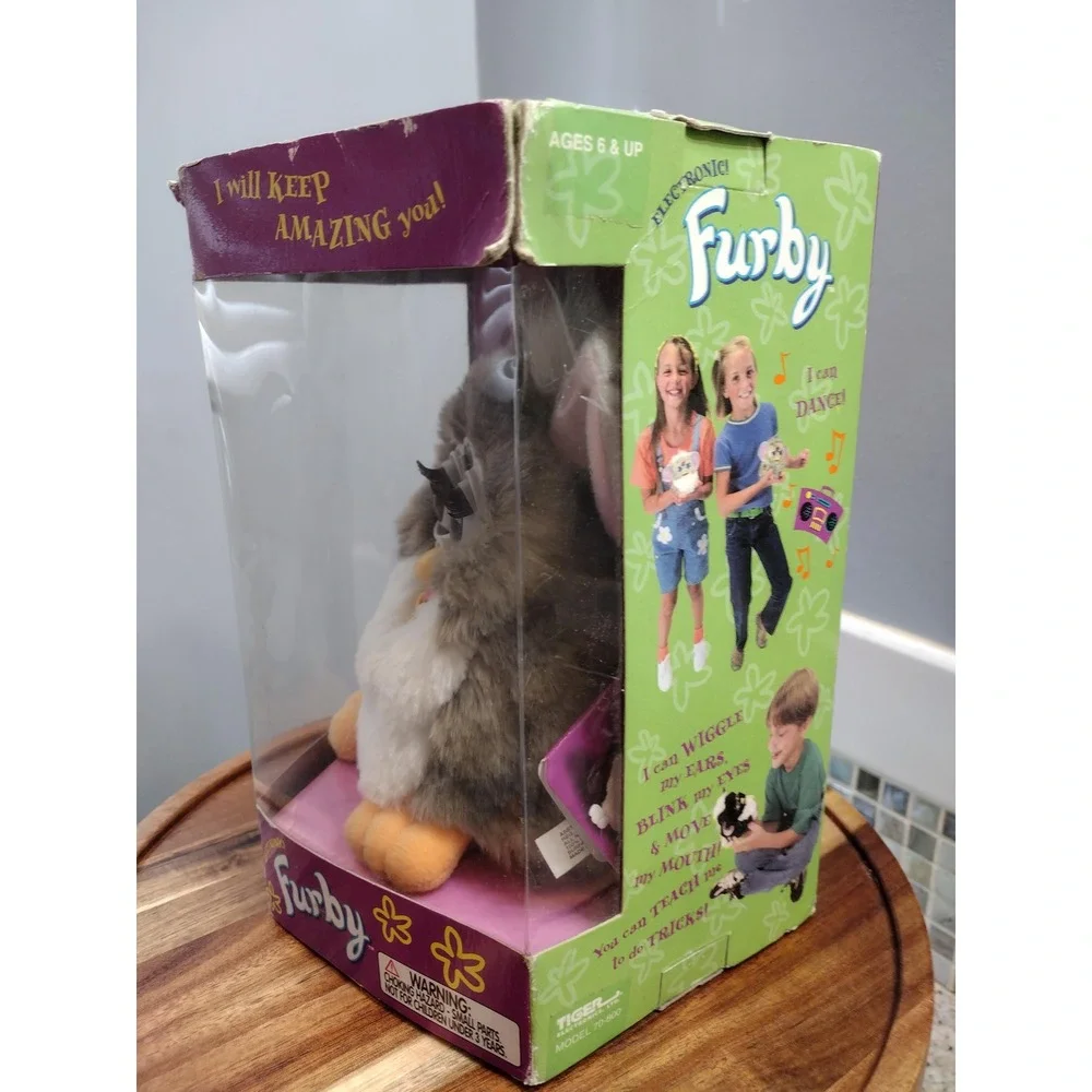 Vintage 1998 Furby Grey and White Church Mouse In Original Box
